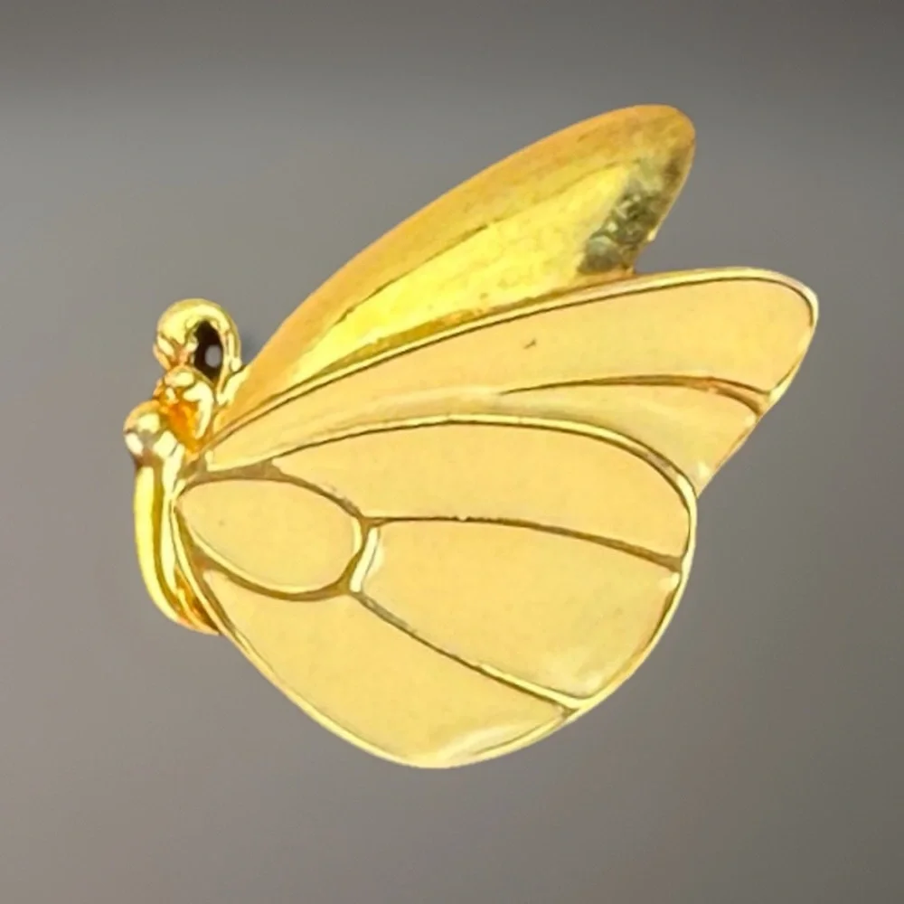 Goldtone vintage Yellow Butterfly Wing Brooch Pin